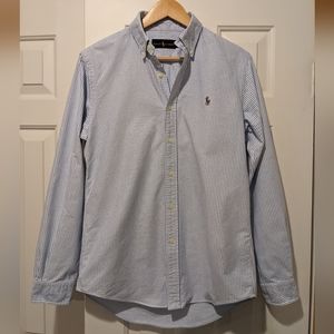 Ralph Lauren Sm Classic Fit Striped Oxford Button Up - Blue/White